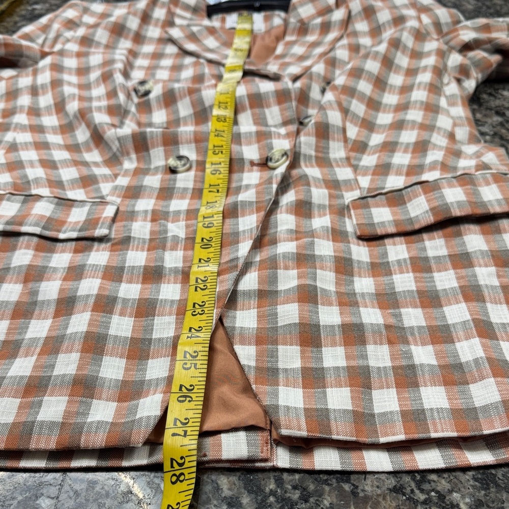 Nine West Plaid Blazer in Orange and Cream with Teal shorts set M - Picture 16 of 16